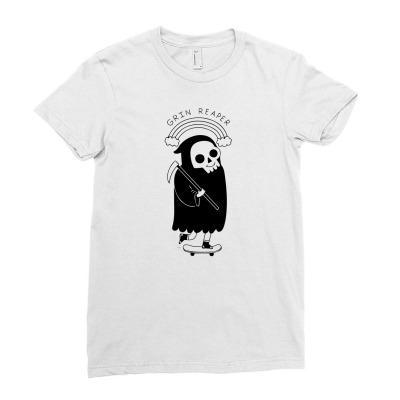 Grin Reaper Ladies Fitted T-shirt Designed By M4la