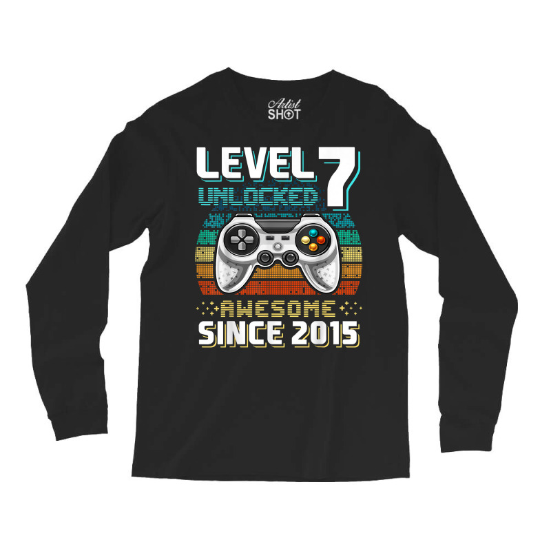 Level 7 Unlocked Awesome 2015 Video Game 7th Birthday T Shirt Long Sleeve Shirts | Artistshot