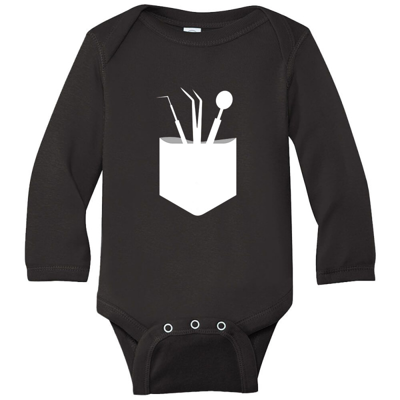 Funny Dental Instruments In Pocket Dentist Long Sleeve Baby Bodysuit by caramelique | Artistshot