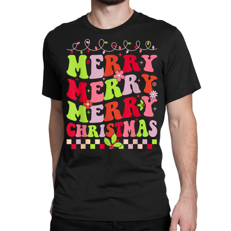 Groovy Merry Christmas Xmas Lights Family Matching Pajama T Shirt Classic T-shirt by shetodusheda | Artistshot