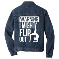 Warning I Might Flip Out Gymnastics Art For Girls Boys Men Denim Jacket | Artistshot