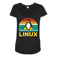 Linux Retro Vintage Penguin Geek Penguin Operating System Nerd Maternity Scoop Neck T-shirt | Artistshot