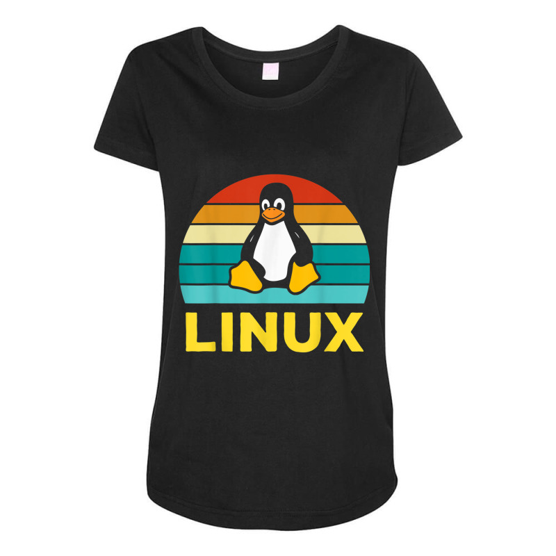 Linux Retro Vintage Penguin Geek Penguin Operating System Nerd Maternity Scoop Neck T-shirt by nusudimazo | Artistshot