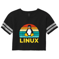 Linux Retro Vintage Penguin Geek Penguin Operating System Nerd Scorecard Crop Tee | Artistshot