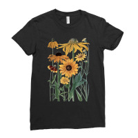 Sunflower Wildflower Vintage Botanical Plant Gardening Ladies Fitted T-shirt | Artistshot