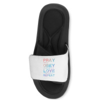 Pray Obey Love Repeat Bible Verse Christian Bible Quote Slide Sandal | Artistshot