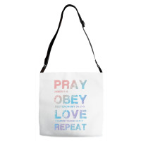 Pray Obey Love Repeat Bible Verse Christian Bible Quote Adjustable Strap Totes | Artistshot