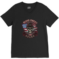 Skull Blood Sweat And Gears V-neck Tee | Artistshot