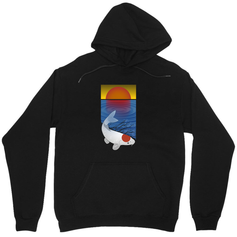 Sunset Meditation Yoga Koi Fish Lover Art Unisex Hoodie by tasmilacaravi | Artistshot