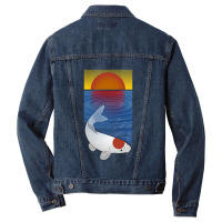 Sunset Meditation Yoga Koi Fish Lover Art Men Denim Jacket | Artistshot