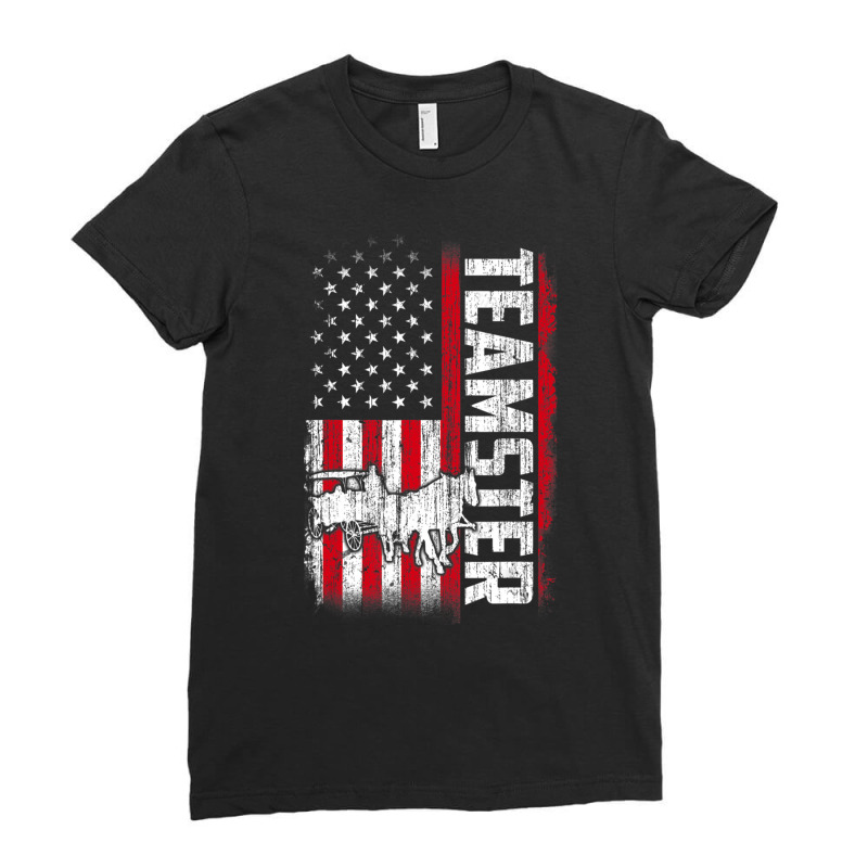 Teamster American Flag Quotes Sayings Ladies Fitted T-Shirt by cm-arts | Artistshot