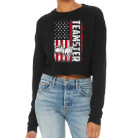 Teamster American Flag Quotes Sayings Cropped Sweater | Artistshot