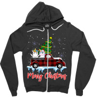 Merry Christmas Unicorn Xmas Plaid Red Truck Tree On Car Premium T Shi Zipper Hoodie | Artistshot