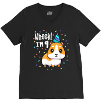 Guinea Pig Birthday Party Wheek Kids 9 Year Old 9th Outfit T Shirt V-neck Tee | Artistshot