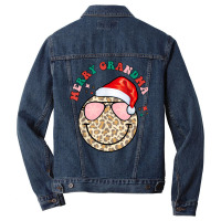 Merry Grandma Leopard Happy Face Christmas Grandma Outfit T Shirt Men Denim Jacket | Artistshot