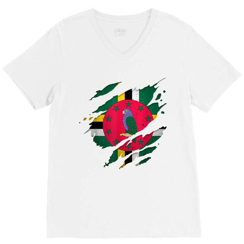 Proud Dominican Shirts  Torn Ripped Dominica Flag T Shirt V-Neck Tee by cm-arts | Artistshot