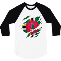 Proud Dominican Shirts  Torn Ripped Dominica Flag T Shirt 3/4 Sleeve Shirt | Artistshot