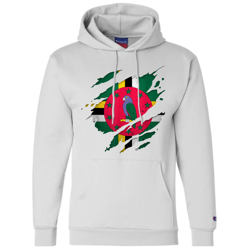 Proud Dominican Shirts  Torn Ripped Dominica Flag T Shirt Champion Hoodie by cm-arts | Artistshot