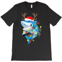 Merry Sharkmas Shark With Santa Hat Christmas Lights Xmas T Shirt T-shirt | Artistshot