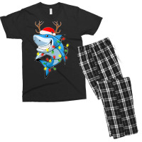 Merry Sharkmas Shark With Santa Hat Christmas Lights Xmas T Shirt Men's T-shirt Pajama Set | Artistshot