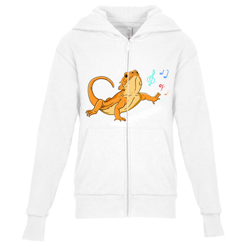 Bearded Dragon Music Piano Player Musician-zczwa Youth Zipper Hoodie by Kenlofu52 | Artistshot