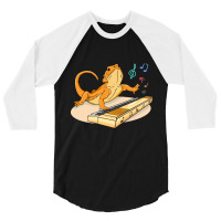 Bearded Dragon Music Piano Player Musician 3/4 Sleeve Shirt | Artistshot