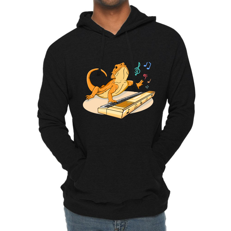 Bearded Dragon Music Piano Player Musician Lightweight Hoodie by Kenlofu52 | Artistshot