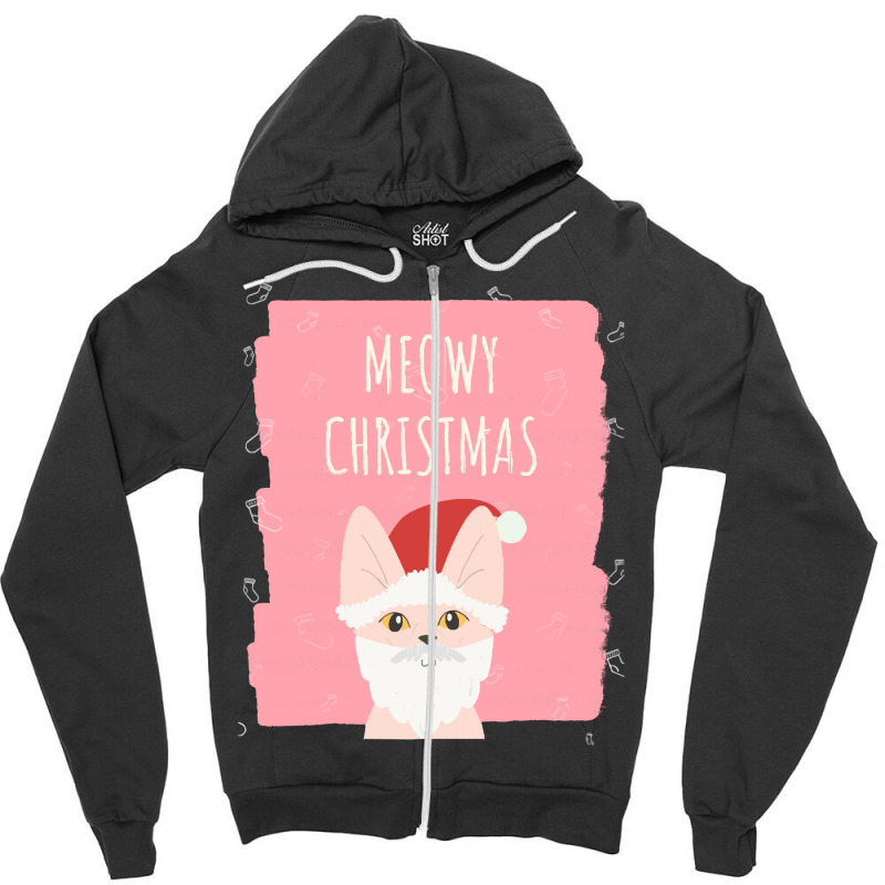 Meowy Christmasmeowy Christmas Zipper Hoodie | Artistshot