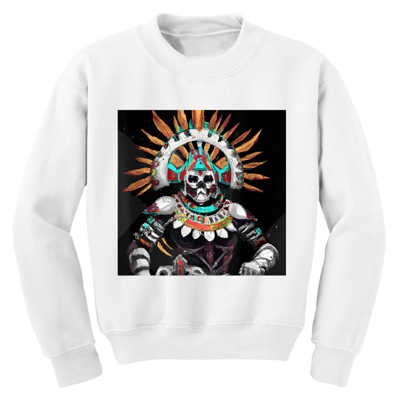 Dia De Los Muertos Aztec Warrior Calavera Mayan Mythology T Shirt Youth Sweatshirt by cm-arts | Artistshot