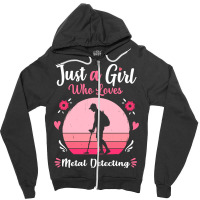 Metal Detecting Just A Girl Who Loves Metal Detecting Pink Retro Vinta Zipper Hoodie | Artistshot