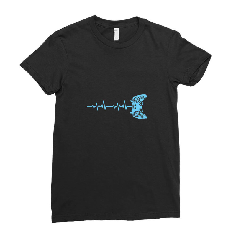 Gamer Heartbeat Lifeline Modern Video Game Controller Cool Gamer Gifts Ladies Fitted T-Shirt by ChandraGay | Artistshot