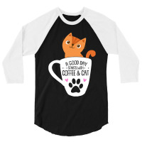 Orange Cat Coffee Funny Orange Cat Coffee Mug Cat Lover Gifts 3/4 Sleeve Shirt | Artistshot