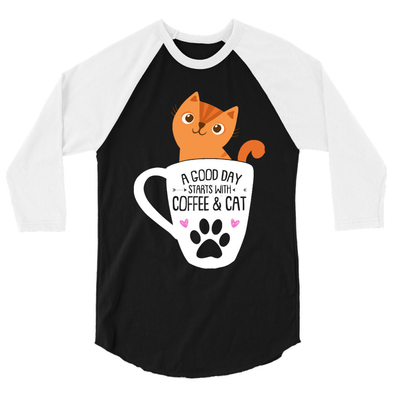 Orange Cat Coffee Funny Orange Cat Coffee Mug Cat Lover Gifts 3/4 Sleeve Shirt | Artistshot