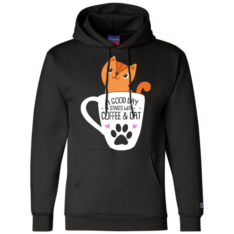 Orange Cat Coffee Funny Orange Cat Coffee Mug Cat Lover Gifts Champion Hoodie | Artistshot