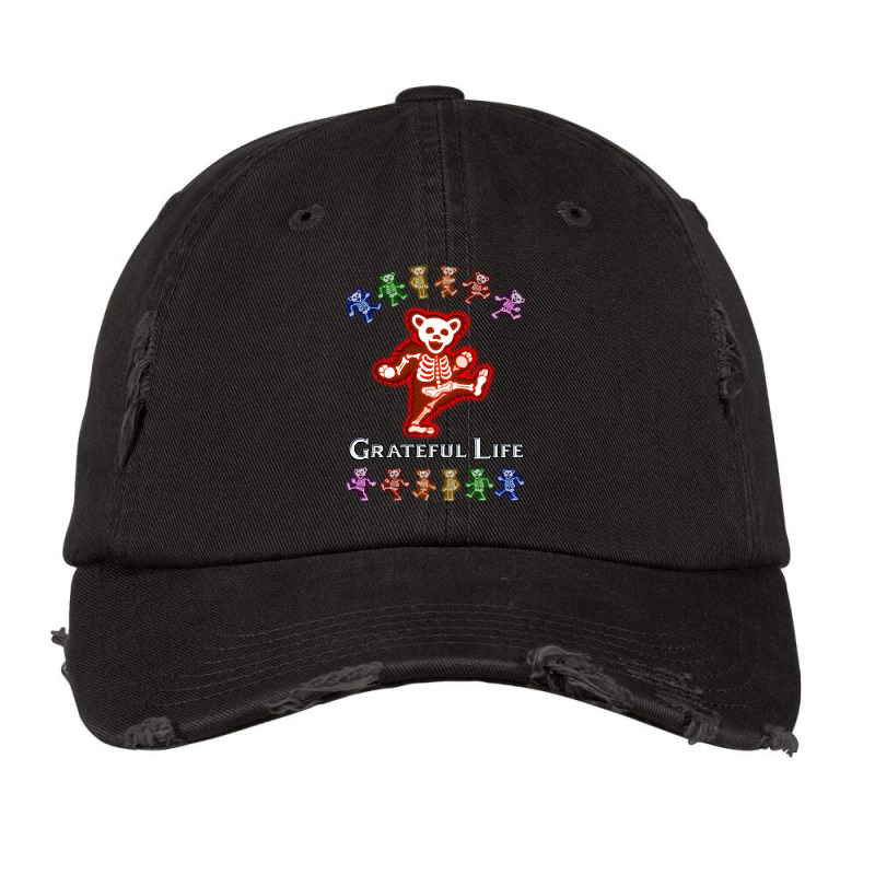 Grateful Life Dancing Skeleton Bear - Red Vintage Cap | Artistshot