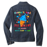 Ice Cream Cone Quote For Ice Cream Lover Ladies Denim Jacket | Artistshot