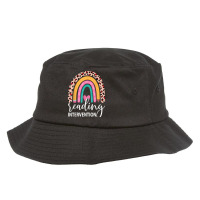 Reading Intervention Rainbow Leopard Teacher Back To School T Shirt Bucket Hat | Artistshot