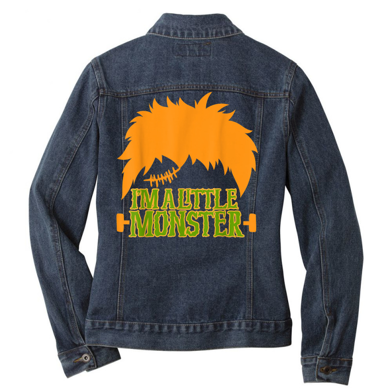 I'm A Little Monster Cute Frankenstein Halloween Kid's Ladies Denim Jacket by August | Artistshot