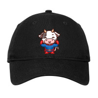 Cow Super Hero Cute Cartoon Adjustable Cap | Artistshot