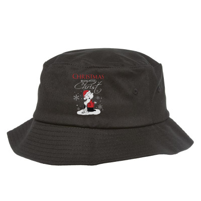 Snoopy And Charlie Brown Christmas Begins With Christ Bucket Hat Designed By Kakashop
