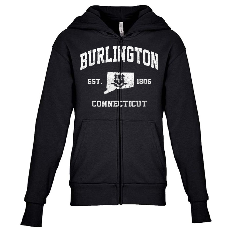 Burlington Connecticut Ct Vintage State Athletic Style T Shirt Youth Zipper Hoodie | Artistshot