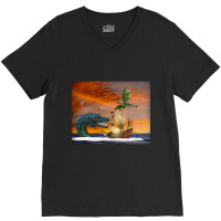 Clipper Ship Under Attack V-neck Tee | Artistshot