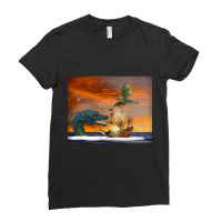 Clipper Ship Under Attack Ladies Fitted T-shirt | Artistshot