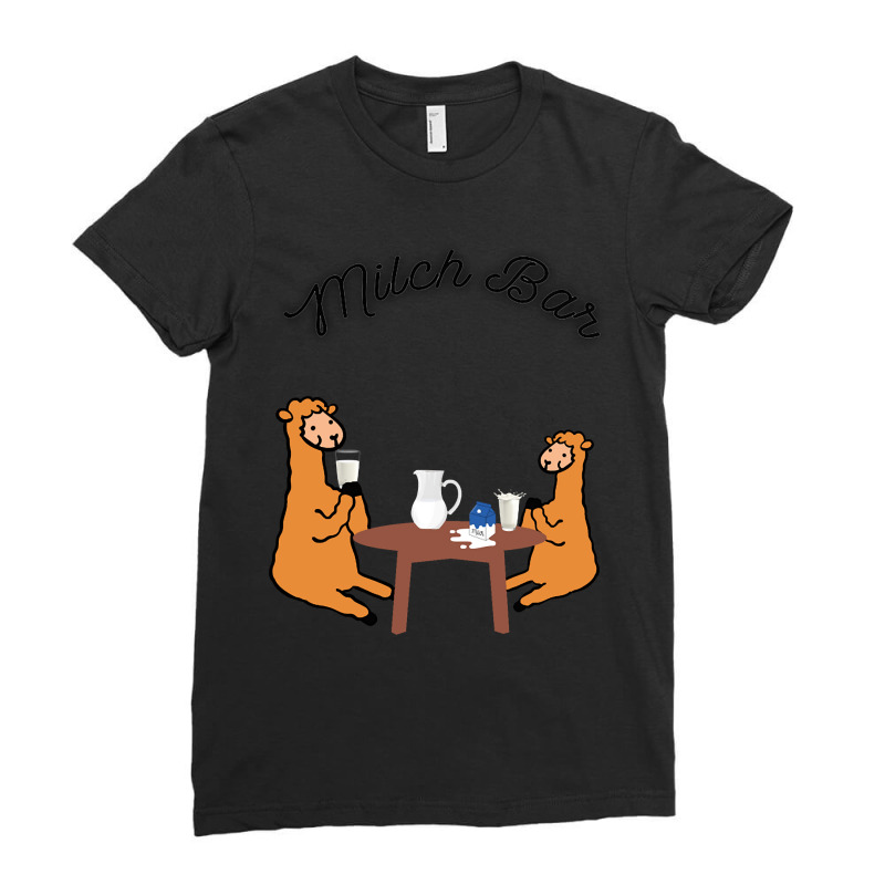 Alpaca In The Milk Bar Ladies Fitted T-Shirt by behindcedar22 | Artistshot