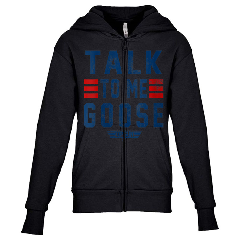 Womens Top Gun Talk To Me Goose Bold Text Stack V-neck Youth Zipper Hoodie by cm-arts | Artistshot