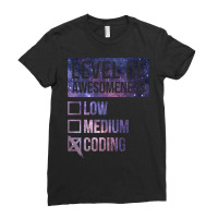 Funny Level Of Awesomeness Low Medium Gift Coding Coder Coders Code Pr Ladies Fitted T-shirt | Artistshot