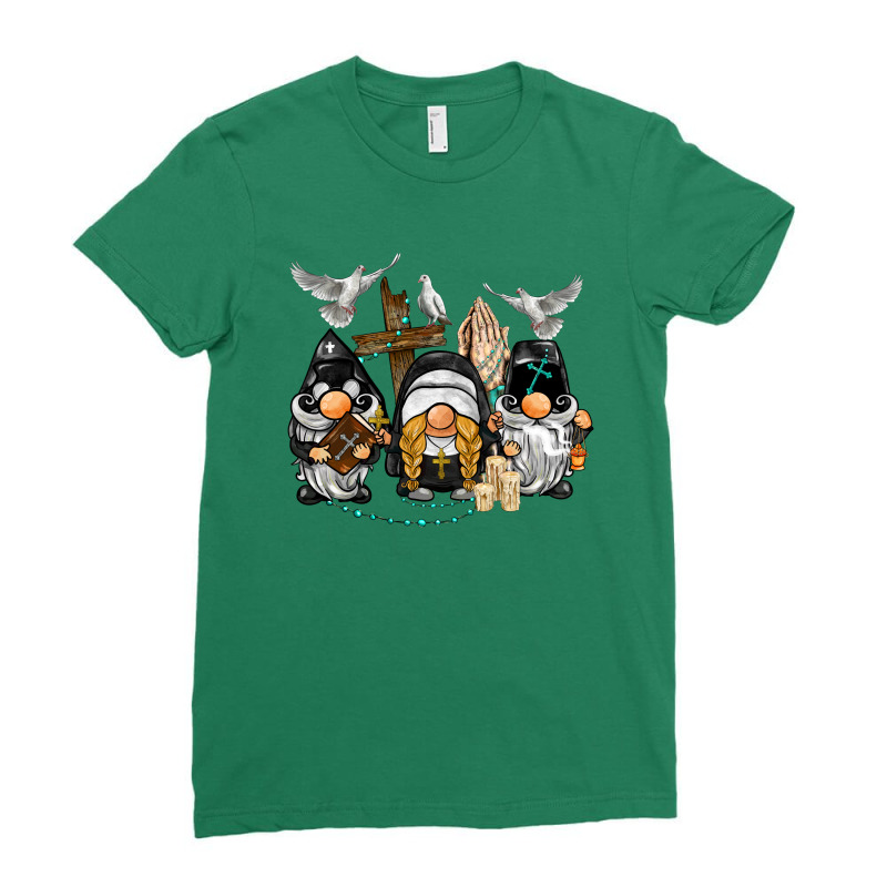 Pastor Nun Religious Gnome Ladies Fitted T-Shirt by BarkalooDesign | Artistshot