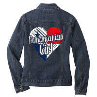 Womens Panama For Girl Panamanian Heart Flag For Women Panameña V Nec Ladies Denim Jacket | Artistshot