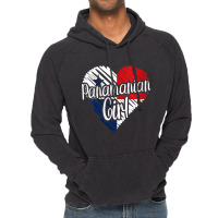 Womens Panama For Girl Panamanian Heart Flag For Women Panameña V Nec Vintage Hoodie | Artistshot