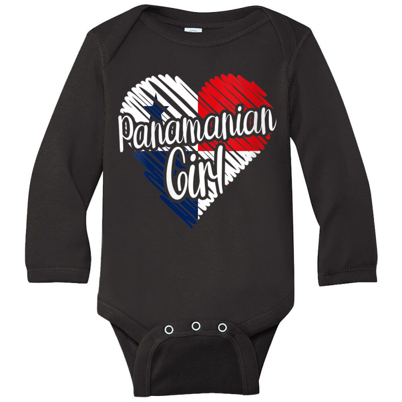 Womens Panama For Girl Panamanian Heart Flag For Women Panameña V Nec Long Sleeve Baby Bodysuit by cm-arts | Artistshot